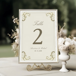 Vintage Barock Hochzeit Gold Tischnummer