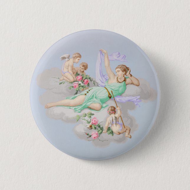 Vintage-Barock-Pastell-Engel Button (Vorderseite)