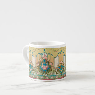 Vintage Barock Rokoko Rosa Rosen Fries Ristretto Espressotasse