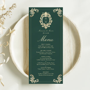 Vintage Barock-Smaragdgrüne Hochzeit Menükarte