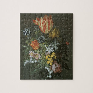 Vintage Barock, Stillleben Blumen in Vasen Puzzle