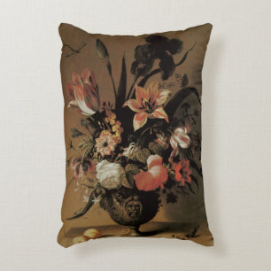 Vintage Barock, Stillleben Blumenstrauß in Vasé Dekokissen