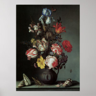 Vintage barocke Blumen durch Balthasar van Der Ast Poster