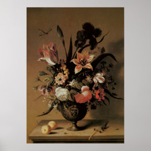 Vintage barocke, florale Stillleben Blume in Vase Poster