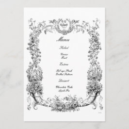 Vintage barocke Rokoko-Grenze mit Herz Menükarte