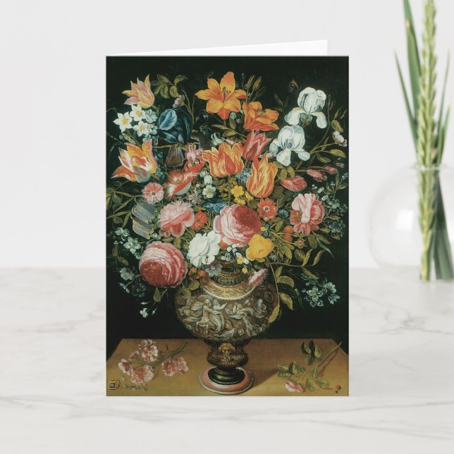 Vintage barocke Stillleben Blume in einer Vase Karte (Vorderseite)