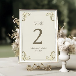 Vintage Barockgoldene Hochzeit Tischnummer