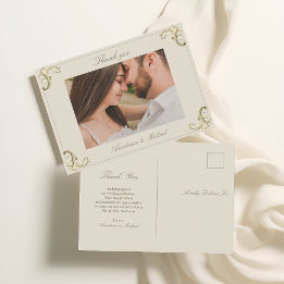 Vintage Barockgoldene Hochzeit Vielen Dank Postkarte