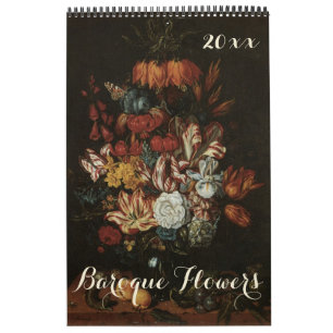 Vintage Barockkunst, Stillleben Blume Kalender