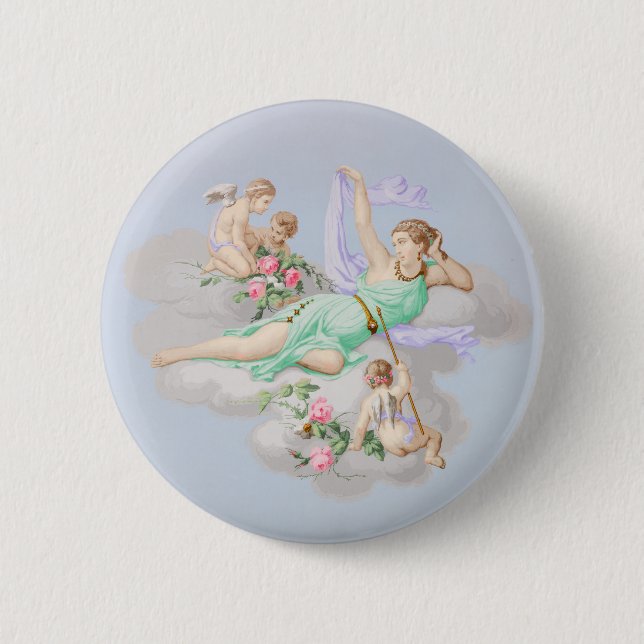 Vintage BarockPastelengel Button (Vorderseite)