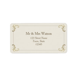 Vintage Baroque Gold Cream Wedding Address Adressaufkleber