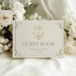 Vintage Baroque Gold Cream Wedding Gästebuch