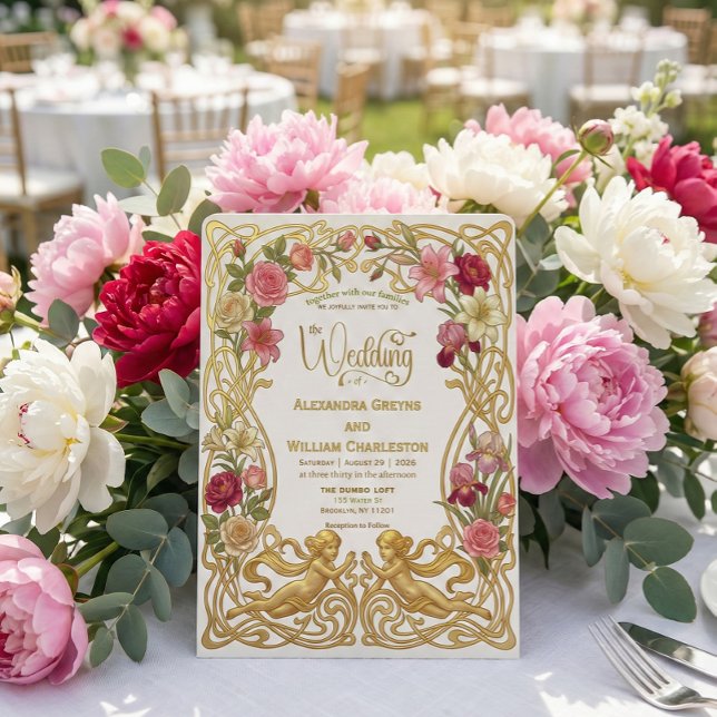 Vintage Baroque Romantic Angel Garden Wedding Einladung (Von Creator hochgeladen)