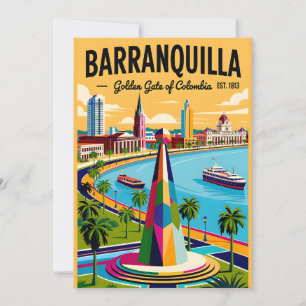 Vintage Barranquilla Kolumbien Retro-Illustration Feiertagskarte