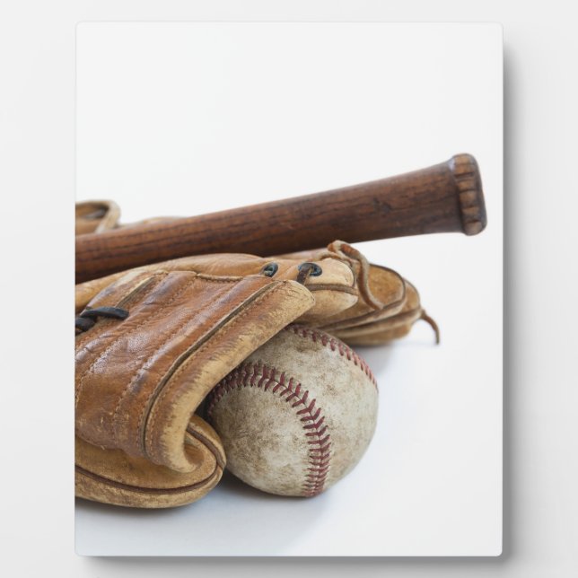 Vintage Baseball and Bat Fotoplatte (Vorderseite)