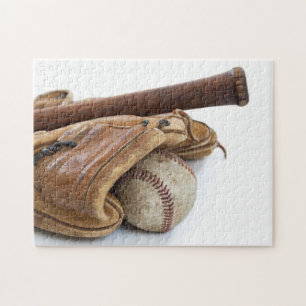 Vintage Baseball and Bat Puzzle