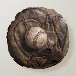 Vintage Baseball-Ausrüstung Rundes Kissen