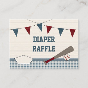 Vintage BASEBALL BABY SHOWER Diaper Raffingkarten Begleitkarte