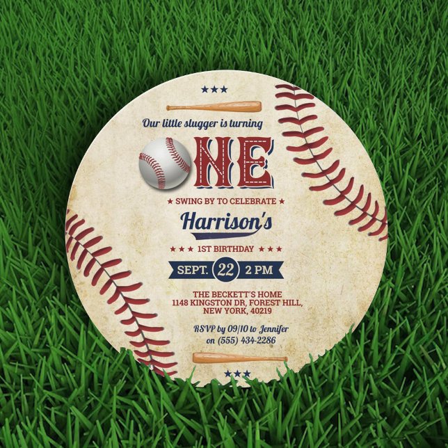 Vintage Baseball Boys 1. Geburtstag Einladung (Von Creator hochgeladen)