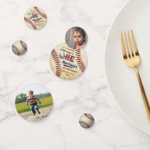 Vintage Baseball Boys 1. Geburtstag Foto Konfetti