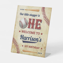 Vintage Baseball Boys 1. Geburtstag Willkommen Sockelschild