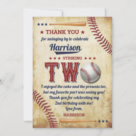 Vintage Baseball Boys 2. Geburtstag Dankeskarte