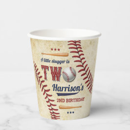 Vintage Baseball Boys 2. Geburtstag Pappbecher