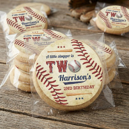 Vintage Baseball Boys 2. Geburtstag Runder Aufkleber