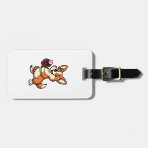 Vintage-Baseball-Corgi-Hund-Catcher-Cartoon-Vektor Gepäckanhänger