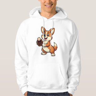 Vintage-Baseball-Corgi-Hundefänger-Cartoon-Vektor  Hoodie