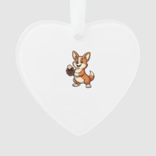 Vintage-Baseball-Corgi-Hundefänger-Cartoon-Vektor  Ornament