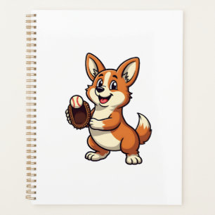 Vintage-Baseball-Corgi-Hundefänger-Cartoon-Vektor Planer