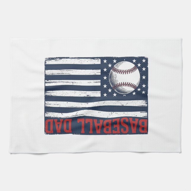 Vintage Baseball Dad Flag Shirt Design_1 Geschirrtuch (Horizontal)