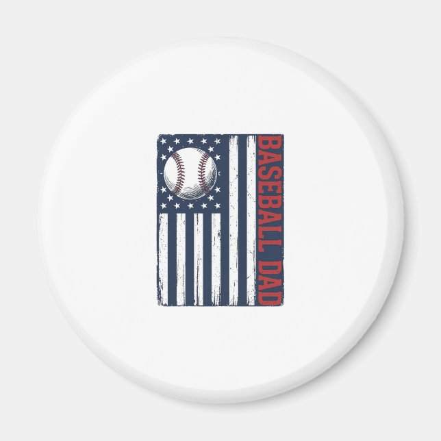 Vintage Baseball Dad Flag Shirt Design_1 Magnet (Vorne)