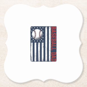 Vintage Baseball Dad Flag Shirt Design_1 Untersetzer