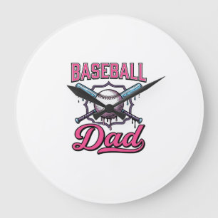 Vintage Baseball Dad Gravur T-Shirt Design (2)_ Große Wanduhr