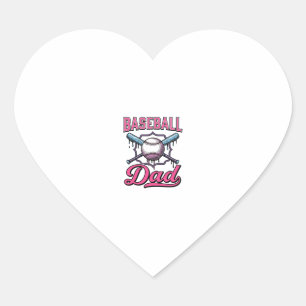 Vintage Baseball Dad Gravur T-Shirt Design (2)_ Herz-Aufkleber