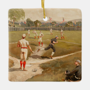 Vintage Baseball-Game-Weihnachtszeit des 18. Jahrh Keramikornament
