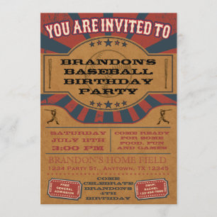 Vintage Baseball-Geburtstags-Party Einladung