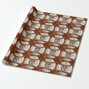 Vintage-Baseball-Geschenkpapier NUMMER oder Monogr Geschenkpapier