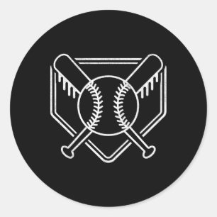 Vintage-Baseball-Heimplate Jungen Baseballschläger Runder Aufkleber