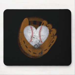 Vintage Baseball Herz-Shirt Lustiger Valentinstag  Mousepad