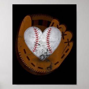 Vintage-Baseball-Herz-Shirt Lustiger Valentinstag  Poster