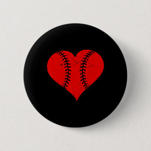 Vintage Baseball Herz Valentinstag Jungen Mädchen Button