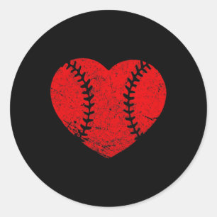 Vintage Baseball Herz Valentinstag Jungen Mädchen Runder Aufkleber