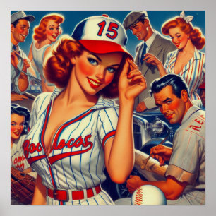 Vintage Baseball-Illustration Poster