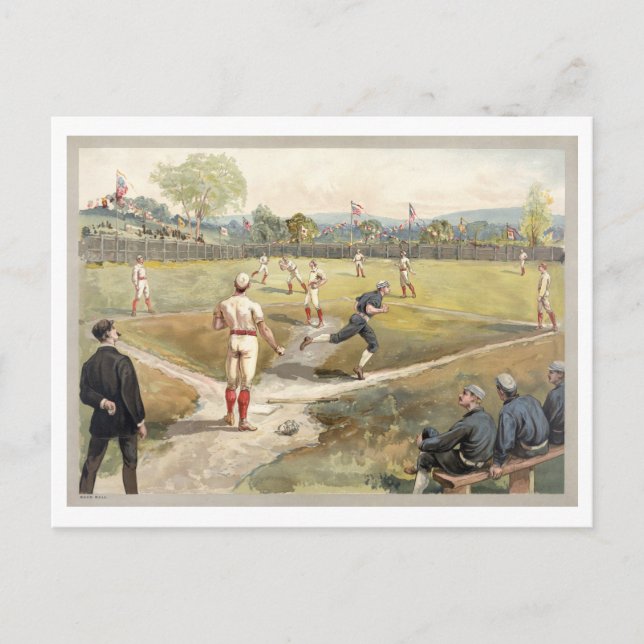 Vintage Baseball-Illustration Postkarte (Vorderseite)