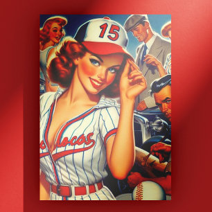 Vintage Baseball-Illustration Postkarte