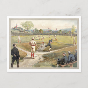 Vintage-Baseball-Illustrations-Postkarte Postkarte