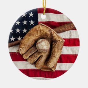 Vintage Baseball Keramik Ornament